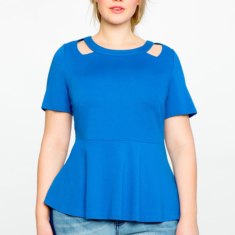 Eloquii blue short sleeve peplum shirt. Like new condition.